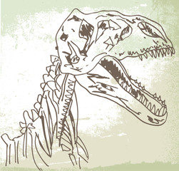 Sketch of Dinosaur fossil. Vector illustration