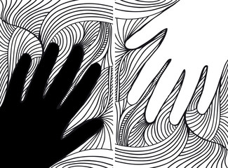 Sketch of hand on abstract background. vector illustration - 41522970
