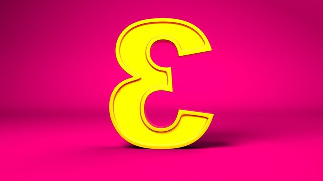 Golden number 3 rotating on a pink background