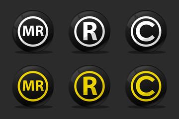 black registred copyright mr icons