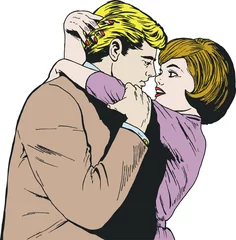 Poster de jardin Des bandes dessinées couple d& 39 amoureux