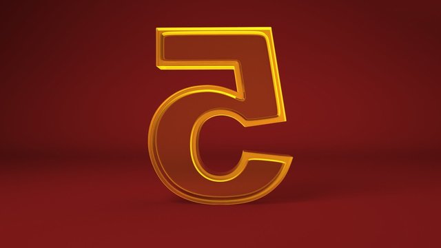 Transparent number 5 rotating on a red background