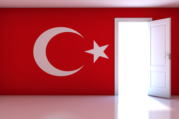 Obraz premium Turkey flag on empty room