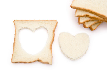 heart shape bread and slices