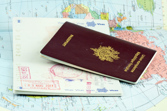 passeports sur carte du monde