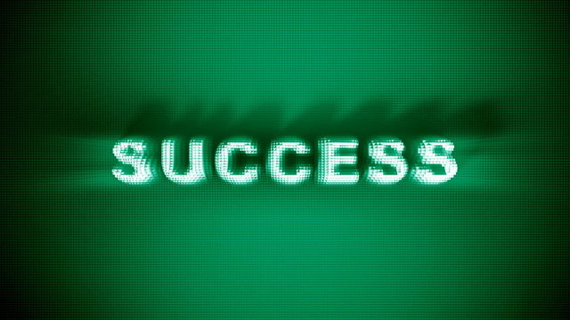 Text 3D animation of word success on pin board