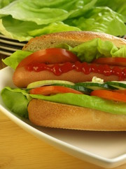 Big sandwich with frankfurter