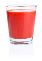 Fresh Tomato juice glass isolated on white background