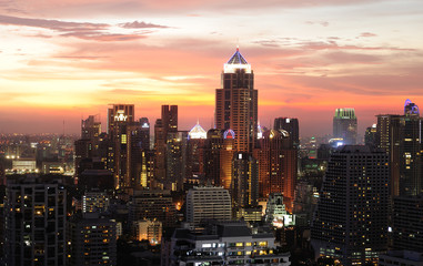 Night view of Bangkok from Asok area