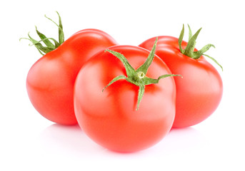 Three Ripe Red Tomatoes isolated on a white background