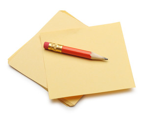 Paper note and a red pencil