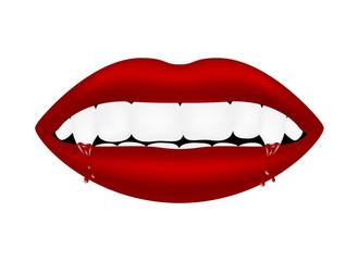 Vampire mouth with bloody teeth