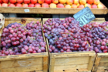 Red grapes at the local market