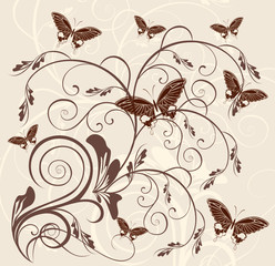 vintage floral background with  butterflies - 41534732