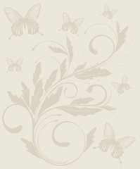 vintage floral background with  butterflies