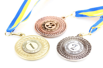 Three medals isolated on white