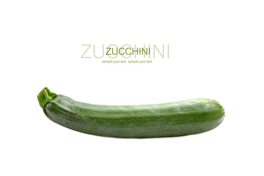 Single Courgette or zucchini. Isolated on white background.