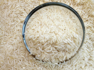 White long rice and a glass