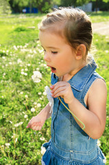 Portrait of little girl with dandelion