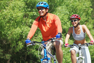 Bicyclists in park