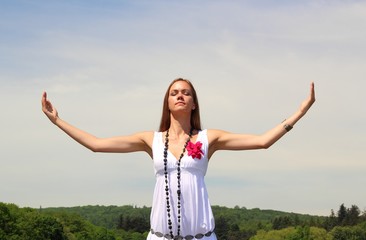 Relaxation with clear heaven in background