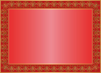 red background with golden ornaments