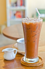 Glass of ice cocoa