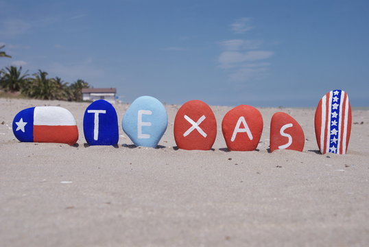 Texas, state of USA on colourful stones