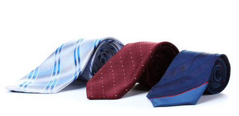 bright rolled ties isolated on white