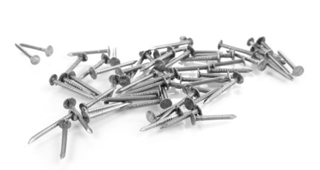 Metal nails isolated on white