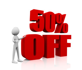 Sale promotion text 50 percent off