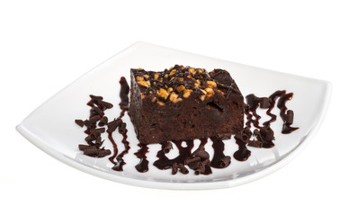 cake truffle with black chocolate sauce