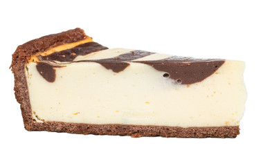 cheesecake with chocolate sauce.