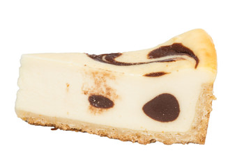 cheesecake with chocolate sauce.