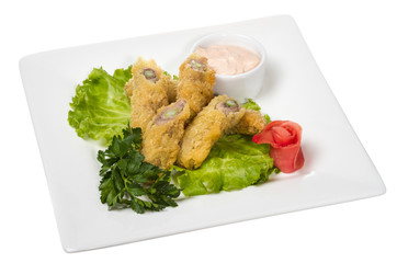Japanese style pork cutlet with carrot and asparagus