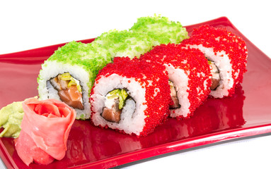 Tobiko Spicy Maki Sushi - Hot Roll with various type of Tobiko (