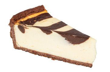 cheesecake with chocolate sauce.