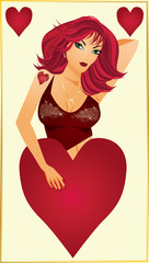 Hearts poker card, vector illustration