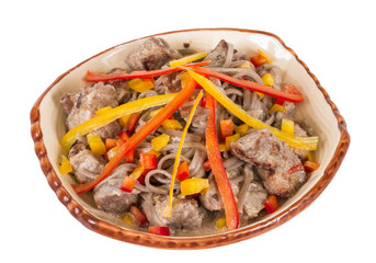 Asian style noodle with pork , spicy and yummy delicious