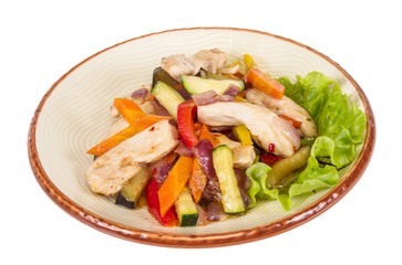 Grilled vegetables and chicken fillet