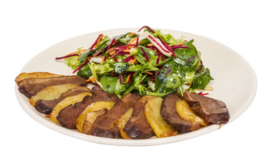 duck fillet, mashed potatoes seasoned with truffle oil, fig and