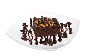 cake truffle with black chocolate sauce