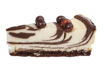 cheesecake with chocolate sauce.