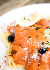 pasta and smoked salmon