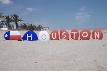 Houston , Texas on colourful pebbles