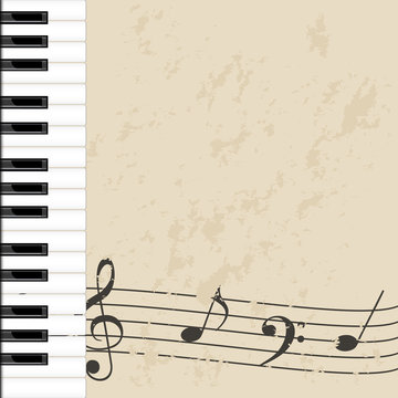 background musicale - tastiera e pentagramma invecchiato