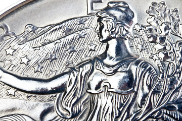 One silver dollar close up