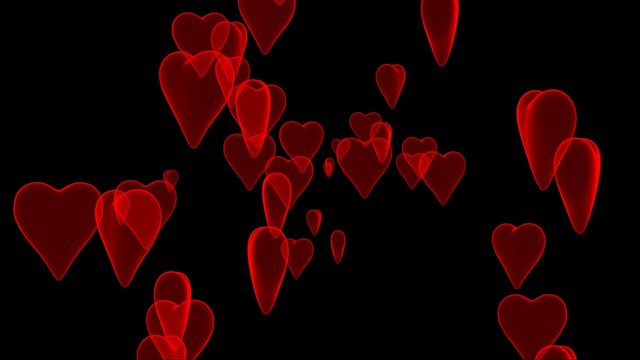 Hearts on black background.
