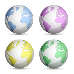 Metallic Globe Icons Set