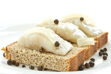 herring and black bread and onions